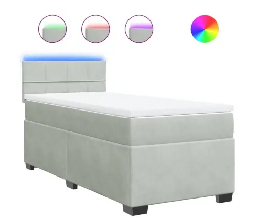 Atsperu Gulta Ar Matraci, Gaiši Pelēka Samts, 90X190 Cm Vidaxl