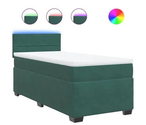 Atsperu Gulta Ar Matraci, Tumši Zaļš Samts, 90X190 Cm Vidaxl