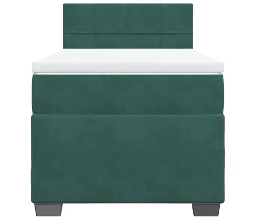 Atsperu Gulta Ar Matraci, Tumši Zaļš Samts, 90X190 Cm Vidaxl