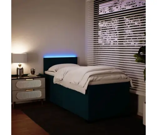 Atsperu Gulta Ar Matraci, Zils Samts, 90X190 Cm Vidaxl