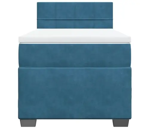 Atsperu Gulta Ar Matraci, Zils Samts, 90X190 Cm Vidaxl