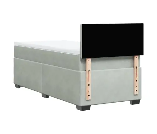 Lova Su Spyruoklėmis Ir Čiužiniu, Pilka, 90X200 cm Aksomas