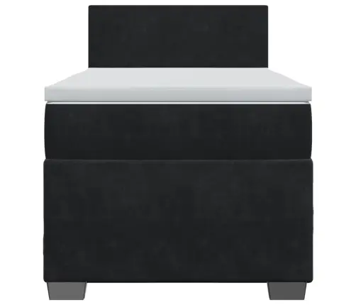 Kontinentaalvoodi Madratsiga, Must, 90X200 cm Samet