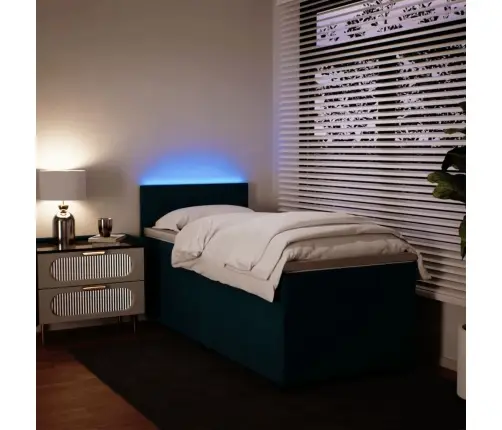 Atsperu Gulta Ar Matraci, Zils Audums, 90X200 Cm Vidaxl