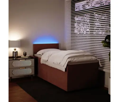 Lova Su Spyruoklėmis Ir Čiužiniu, Rožinė, 90X200 cm Aksomas