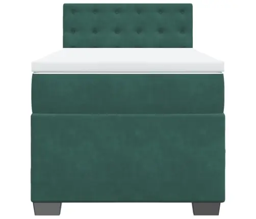 Lova Su Spyruoklėmis Ir Čiužiniu, Žalia, 90X200 cm Aksomas