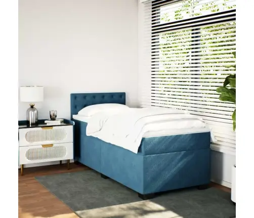 Kontinentaalvoodi Madratsiga, Sinine, 90X200 cm Samet