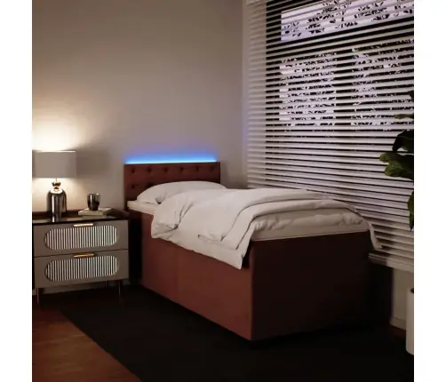 Lova Su Spyruoklėmis Ir Čiužiniu, Rožinė, 90X200 cm Aksomas