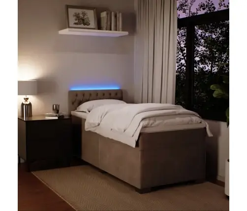 Lova Su Spyruoklėmis Ir Čiužiniu, Pilka, 90X200 cm Aksomas