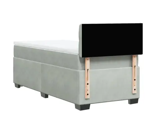 Lova Su Spyruoklėmis Ir Čiužiniu, Pilka, 90X200 cm Aksomas