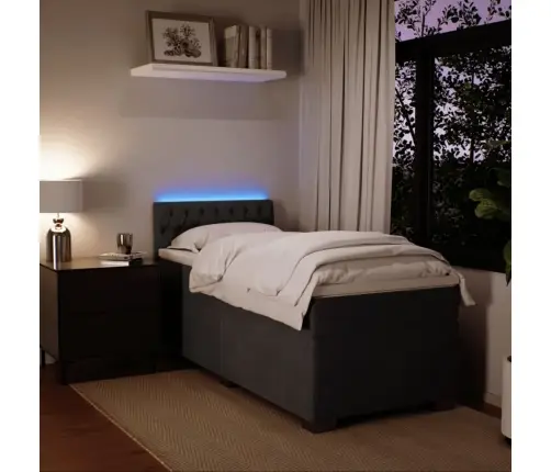 Lova Su Spyruoklėmis Ir Čiužiniu, Pilka, 90X200 cm Aksomas