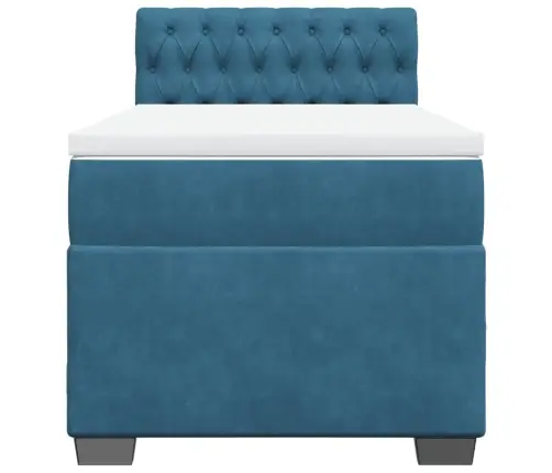 Atsperu Gulta Ar Matraci, Zils Audums, 90X200 Cm Vidaxl