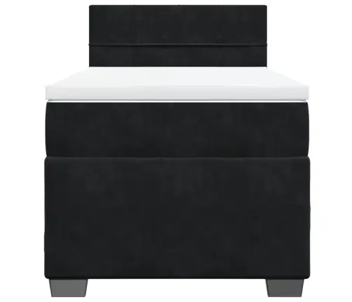 Kontinentaalvoodi Madratsiga, Must, 90X200 cm Samet