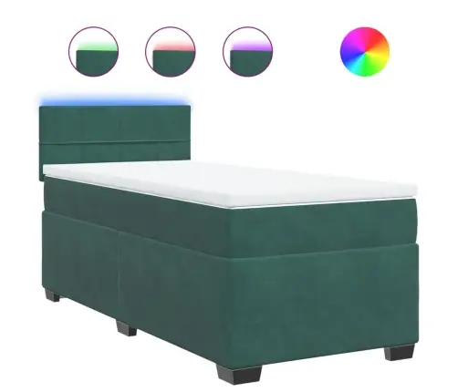 Lova Su Spyruoklėmis Ir Čiužiniu, Žalia, 90X200 cm Aksomas