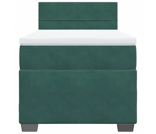 Lova Su Spyruoklėmis Ir Čiužiniu, Žalia, 90X200 cm Aksomas