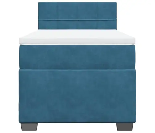 Atsperu Gulta Ar Matraci, Zils Audums, 90X200 Cm Vidaxl