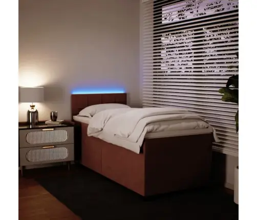 Lova Su Spyruoklėmis Ir Čiužiniu, Rožinė, 90X200 cm Aksomas