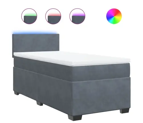 Atsperu Gulta Ar Matraci, Tumši Pelēka Samts, 100X200 Cm Vidaxl