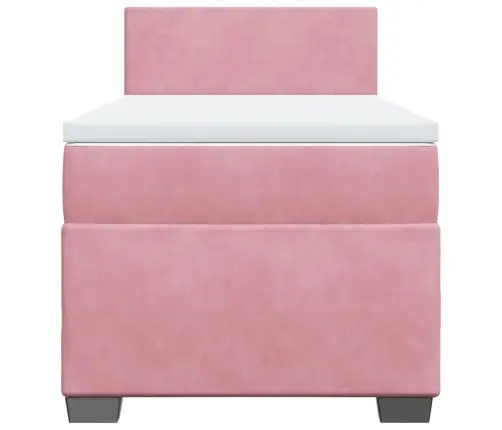 Atsperu Gulta Ar Matraci, Rozā Samts, 100X200 Cm Vidaxl