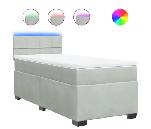 Kontinentaalvoodi Madratsiga, Helehall, 100X200 cm Samet