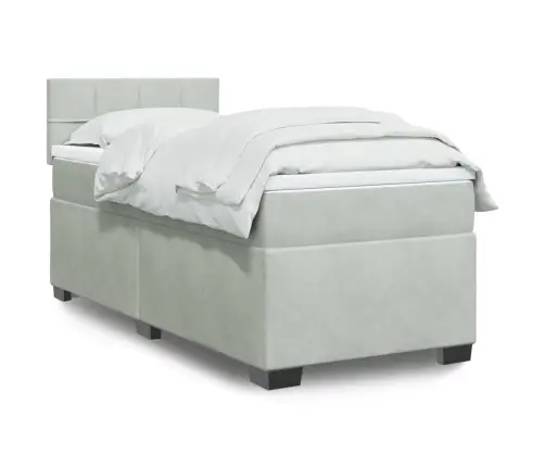 Kontinentaalvoodi Madratsiga, Helehall, 100X200 cm Samet