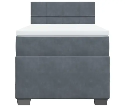 Atsperu Gulta Ar Matraci, Tumši Pelēka Samts, 100X200 Cm Vidaxl