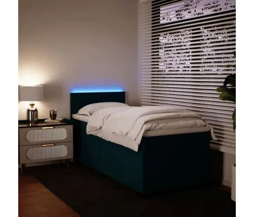 Atsperu Gulta Ar Matraci, Zils Samts, 100X200 Cm Vidaxl