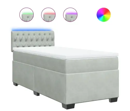 Atsperu Gulta Ar Matraci, Gaiši Pelēka Samts, 100X200 Cm Vidaxl