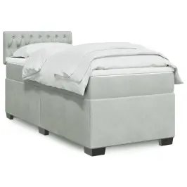 Atsperu Gulta Ar Matraci, Gaiši Pelēka Samts, 100X200 Cm Vidaxl