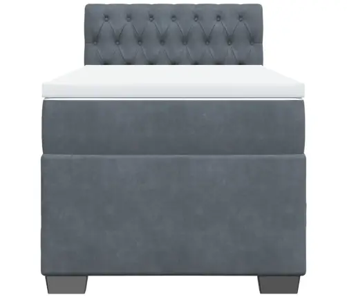 Atsperu Gulta Ar Matraci, Tumši Pelēka Samts, 100X200 Cm Vidaxl