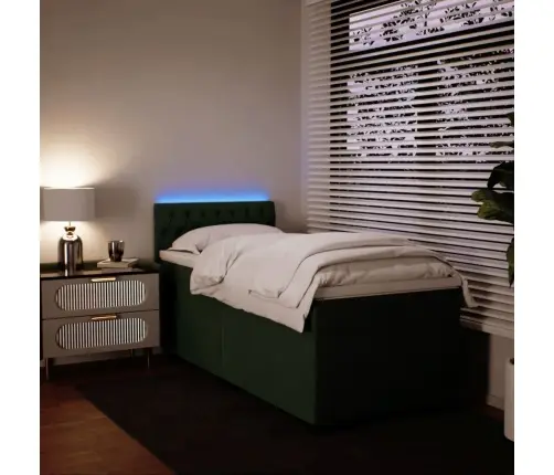 Atsperu Gulta Ar Matraci, Tumši Zaļš Samts, 100X200 Cm Vidaxl