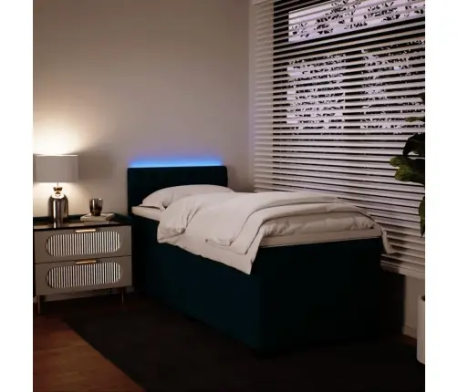 Atsperu Gulta Ar Matraci, Zils Samts, 100X200 Cm Vidaxl