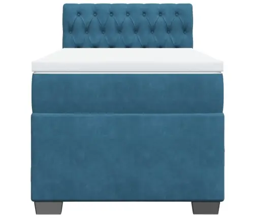 Atsperu Gulta Ar Matraci, Zils Samts, 100X200 Cm Vidaxl