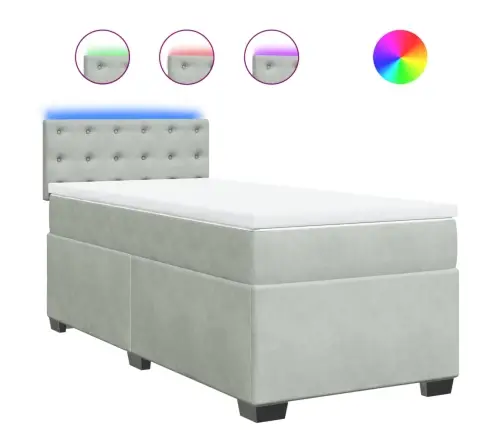 Atsperu Gulta Ar Matraci, Gaiši Pelēka Samts, 100X200 Cm Vidaxl