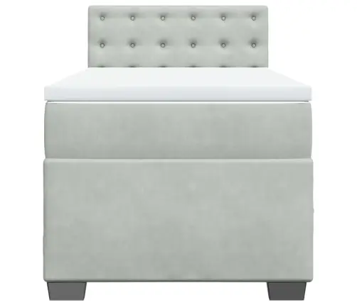 Atsperu Gulta Ar Matraci, Gaiši Pelēka Samts, 100X200 Cm Vidaxl