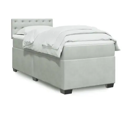 Atsperu Gulta Ar Matraci, Gaiši Pelēka Samts, 100X200 Cm Vidaxl