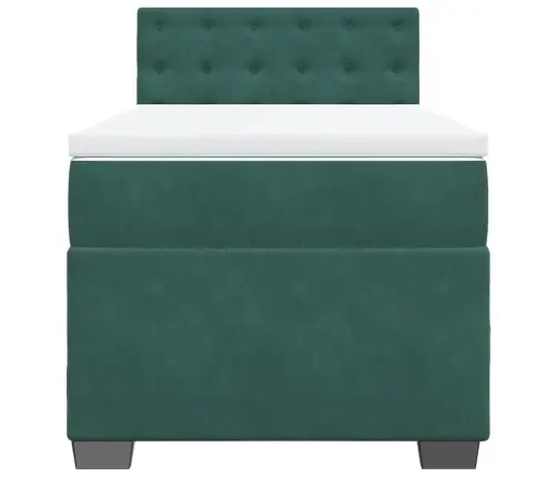 Lova Su Spyruoklėmis Ir Čiužiniu, Žalia, 100X200 cm Aksomas