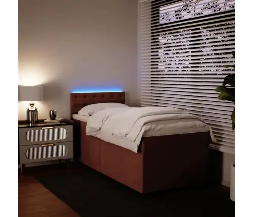 Lova Su Spyruoklėmis Ir Čiužiniu, Rožinė, 100X200 cm Aksomas