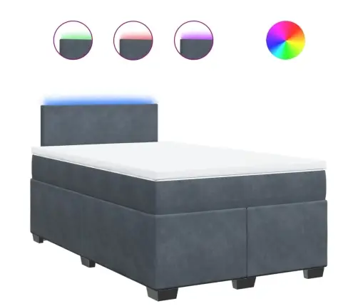 Atsperu Gulta Ar Matraci, Tumši Pelēks Samts, 120X190 Cm Vidaxl