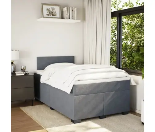 Atsperu Gulta Ar Matraci, Tumši Pelēks Samts, 120X190 Cm Vidaxl