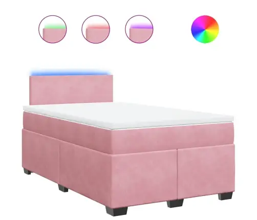 Atsperu Gulta Ar Matraci, Rozā Samts, 120X190 Cm Vidaxl