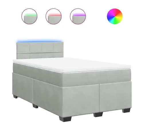 Atsperu Gulta Ar Matraci, Gaiši Pelēka Samts, 120X190 Cm Vidaxl