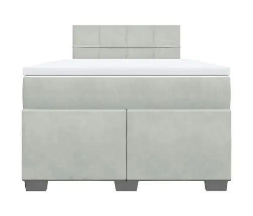 Atsperu Gulta Ar Matraci, Gaiši Pelēka Samts, 120X190 Cm Vidaxl