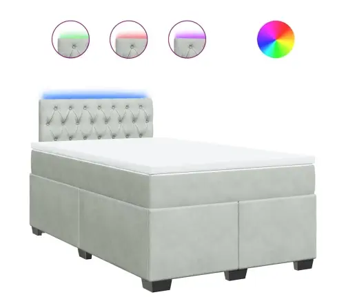 Atsperu Gulta Ar Matraci, Gaiši Pelēka Samts, 120X190 Cm Vidaxl