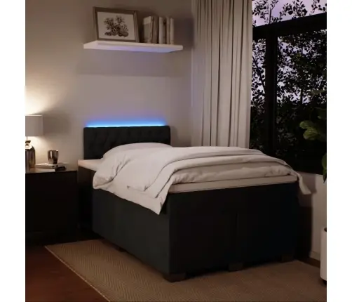 Lova Su Spyruoklėmis Ir Čiužiniu, Juoda, 120X190cm Aksomas