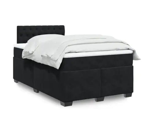 Lova Su Spyruoklėmis Ir Čiužiniu, Juoda, 120X190cm Aksomas