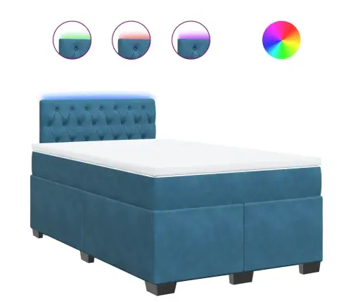 Atsperu Gulta Ar Matraci, Zils Samts, 120X190 Cm Vidaxl