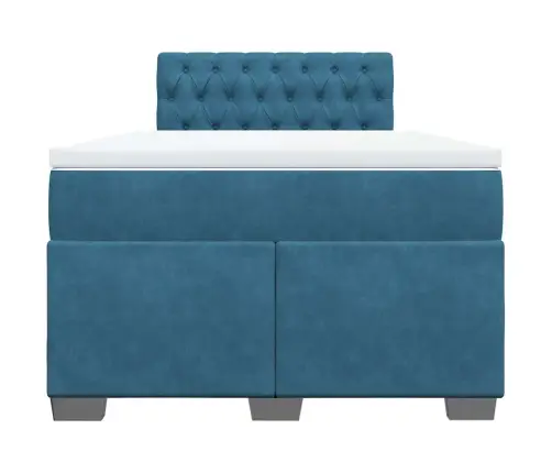 Atsperu Gulta Ar Matraci, Zils Samts, 120X190 Cm Vidaxl