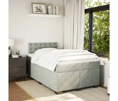 Kontinentaalvoodi Madratsiga, Helehall, 120 X 190 cm Samet