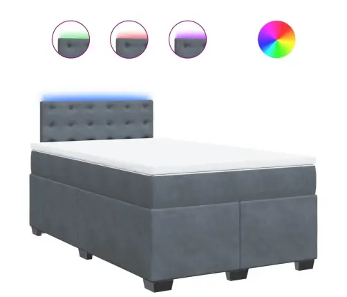 Atsperu Gulta Ar Matraci, Tumši Pelēks Samts, 120X190 Cm Vidaxl